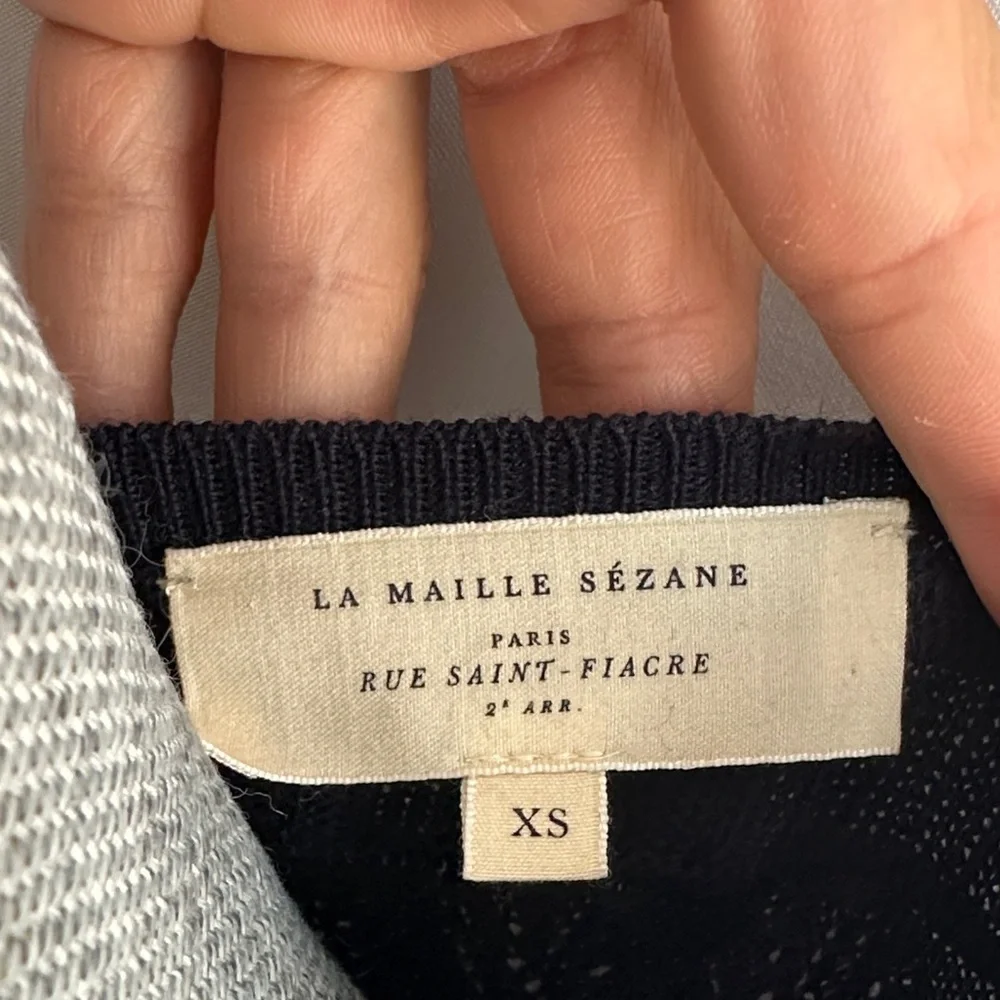 Sezane Lyna Jumper Knit Henley, in Navy - Picture 2 of 12